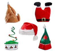 THE TWIDDLERS - 5 Serre-Têtes de Noël en Feutre Renne avec Bois de Cerf Accessoires de Déguisement pour Fête de Noël - 33 x 30 cm (Dinde, Lutin, Sapin, Jambes du Père Noël & Bonnet de Père Noël, 5)
