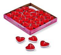 THE TWIDDLERS 50 Bougies Chauffe-Plat Amour Coeur Rouge pour Mariages, Saint-Valentin, Noël, Décoration & Fêtes, 3,8cm - Sans Fumée