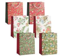 THE TWIDDLERS - 6 Grands Sacs de Noël Festifs avec Poignées Robustes, Motifs Floraux Assortis - 24cm x 18cm