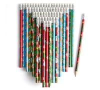 THE TWIDDLERS - 60 Crayons de Noël avec Gommes en Caoutchouc - Motifs Père Noël, Renne, Sapin et Bonhomme de Neige - Idéal pour Activités Noël, Pochettes Surprises, Cadeaux Enfants