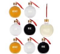 THE TWIDDLERS 8 Boules de Noël à Remplir de Boissons (Gin Vodka Whisky Vin) & Bonbons avec Étiquettes (10x8cm, 250ml) - Ornement de Sapin de Noël Suspendu