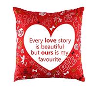 THE TWIDDLERS Coussin Rouge avec Housse & Inscription Romantique, 40x40cm - Cadeau pour Saint-Valentin, Noël, Anniversaires & Plus