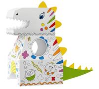 THE TWIDDLERS Grand Dinosaure en Carton à Assembler & à Colorier, XXL 79x82cm - Puzzle 3D Bricolage avec 10 Feutres - Loisirs Créatifs pour Enfants