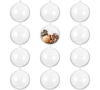 THE TWIDDLERS - Lot de 12 Boules en Plastique Transparent - 8 cm Boules à Remplir - Décorations de Noël DIY et Boules Suspendues Transparentes