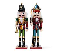 THE TWIDDLERS Lot de 2 Grandes Figurines de Casse-Noisette de Noël en Bois - 30 cm - Décoration Classique - Casse-Noisette pour la Maison - Décoration de Noël