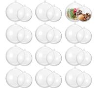 THE TWIDDLERS - Pack de 24 Boules Transparentes en Plastique - 12x8cm et 12x10cm à Remplir - Décorations Transparentes DIY pour Noël et Suspensions