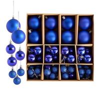 THE TWIDDLERS - Pack de 50 Boules de Noël Bleu - Différentes Tailles et Finitions - 6cm, 4cm, 3cm - Mat, Brillant et Pailleté pour Décoration de Sapin