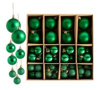 THE TWIDDLERS - Pack de 50 Boules de Noël Vertes - Différentes Tailles et Finitions - 6cm, 4cm, 3cm - Mat, Brillant et Pailleté pour Décoration de Sapin
