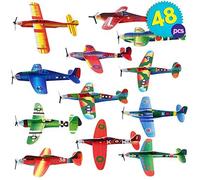 The Twiddlers Paper Toy Planes 48 Pcs - Flying Foam Airplane Glider Kit In 12 Assorted Designs Kids Birthday Party Supply Goodie Bag Fillers Classroom Prize Loot Bags Pinata Filler Stuffers