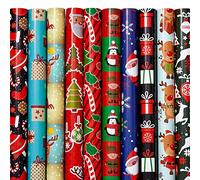 THE TWIDDLERS - Papier Cadeau de Noël 20 Feuilles dans 10 Designs de Noël, Set de Fête - Plié, 70cm x 50cm pour Enfants & Adultes