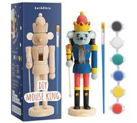THE TWIDDLERS - Peignez Votre Propre Roi des Souris en Bois, 20cm - Kit de Bricolage Fait à la Main, Ornement Traditionnel du Roi des Souris en Bois de pin, décoration de Noël avec pièces Mobiles