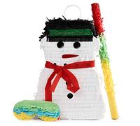 THE TWIDDLERS Piñata Bonhomme de Neige à Remplir de Jouets, de Bonbons & & de Cadeaux avec Bâton & Bandeau Yeux - Jeu de Fête de Noël pour Enfants