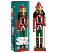 THE TWIDDLERS - Roi Soldat Casse-Noisette en Bois Brun, 30cm en Couleurs festives Rouge et Vert - Ornement Traditionnel Classique en Bois de pin Fait à la Main, décoration de Noël avec pièces