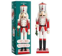 THE TWIDDLERS - Soldat de Noël en Bois, 30cm en Rouge, Argent et Blanc - Ornement Traditionnel Classique en Bois de pin Fait à la Main, décoration de Noël avec pièces Mobiles