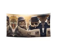 The Two Cool Cats. Bannière imprimée à suspendre - 70 x 35 pouces - Bannière de fête de vacances de Noël - 180 x 90 cm