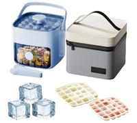 The Ultimate Garden Party Ice Maker,Double-Deck 48 Cubes 2 In 1 Portable Instant Ice Maker with Secure Sealing Lid Ice Tongs and Insulated Bag,for Freezer Drinks Parties Kitchen and Picnic (blue)