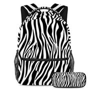 The Ultimate School Essentials Ensemble de 2 cartables pour enfants, garçons, filles et adolescents, rayures zébrées, multicolore, B：29.4x20x40cm P：19x7.5x3.8cm, Sacs à dos de jour
