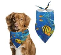 The Underwater World Bandana triangulaire pour chien Motif poissons tropicaux Lavable Polyester Bavoirs mignons Bandana pour chiens de taille moyenne et grande taille Chiots et chats