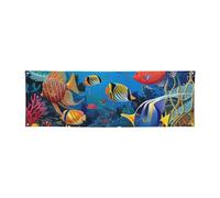 The Underwater World Bannière à suspendre imprimée poissons tropicaux pour Halloween, fête de Noël - 60 x 180 cm - Toile de fond pour photographie, tapisserie murale pour toile de fond d'anniversaire