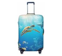 The Underwater World of Coral Reefs, Sharks and Perroquet Fish Housse de protection élastique pour bagage de voyage Motif imprimé anti-rayures, Noir , M