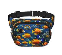 The Underwater World Sac banane double couche avec imprimé poissons tropicaux Unisexe, noir, One Size