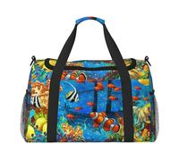The Underwater World Sac de sport pour femme avec compartiments Motif poissons tropicaux, Noir , Taille unique