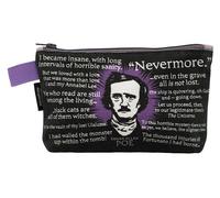 The Unemployed Philosophers Guild Edgar Allan Poe Bag Pochette en toile avec fermeture éclair pour crayons, outils, cosmétiques, articles de toilette et plus encore 22,9 cm
