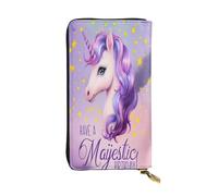 The Unicorn Card Portefeuille long en cuir pour femme avec 12 emplacements pour cartes de crédit, poche zippée pour pièces de monnaie, compartiments pour espèces, pochette élégante pour un usage