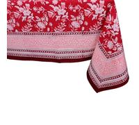 THE Unltd India 1 nappe carrée rouge rubis 100 % coton, nappe de salle à manger imprimée à la main, 140 x 140 cm, 4 places pour la maison et les événements, cadeau de Saint-Valentin pour elle