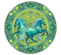 The Unrestrained Cheval, The Year of The Cheval, with Green and Blue As The Main Colors || Puzzles Amusants en Famille 1000pcs (67.5x67.5cm) Adultes