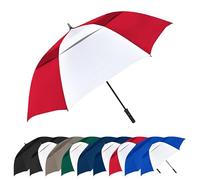 The Vented Tornado 64" Large Oversize Windproof Automatic Open Golf Umbrella, Heavy Duty Thick Fiberglass Ribs Waterproof Wind Vent Portable 2 Person Golf Umbrella for Men and Women - Red/White