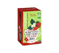 CLIPPER - Thé Vert Bio Fraise - Sumptuous - Issu du Commerce Équitable - 20 sachets de Thé Bio - 1 paquet
