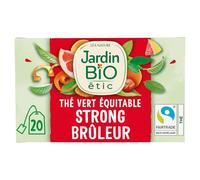 Thé vert bio équitable aromatisé pamplemousse et orange, saveur intense, 20 sachets, boîte carton, ingrédients issus de l'agriculture biologique et du commerce équitable - Lot de 3
