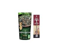 Thé vert bio et riz complet genmaicha 100 g + paille inox avec filtre