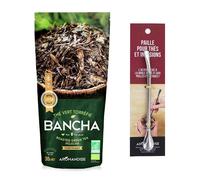 Thé vert bio japonais Bancha Hojicha 30 g + paille inox avec filtre Aromandise