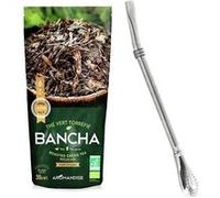 Thé vert bio japonais Bancha Hojicha 30 g + paille inox avec filtre N/A