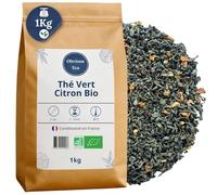 Thé Vert Citron Bio - Thé Chun Mee Vegan en Vrac, 100% Naturel, Sans OGM - Agriculture Biologique - Fabrication Française - Sachet 1 kg (500 Tasses)