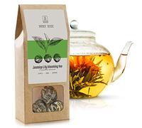 Thé vert fleurissant Mary Rose Jasmine Lily boules de thé vert 3 pcs | Thé vert fleurissant en 3 boules artisanales avec jasmin, lys et trolle d’Europe pour une infusion visuelle dans carafe