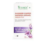 Thé vert Teabox Kashmiri Kahwa 32 g, 16 sachets de thé TeaPacs | Ingrédients naturels : Safran, amande, cardamome, clou de girofle
