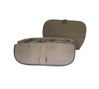 THE VERTI Trousse de maquillage et de toilette verticale imperméable | Organiseur de voyage à 23 poches avec design vertical et pliable pour soins de la peau, articles de toilette et essentiels, grès