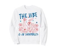 The Vibe is in Shambles Funny Dinosaur Surf Beach Humour Art Sweatshirt