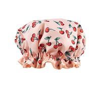 The Vintage Cosmetic Company Shower Cap Elasticated and Waterproof Keeps Hair Dry and Fizz Free Retro Cherry Design