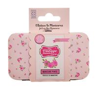 The Vintage Cosmetic Company Coffret de manucure miniature Rose, kit de voyage pour le soin des ongles avec étui à petites roses, comprenant une lime à ongles, un coupe-cuticules et un coupe-ongles