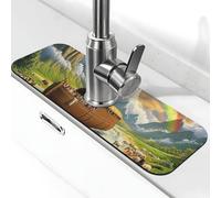 The Vivid Noah's Ark Tapis de robinet pour évier de cuisine, tapis de séchage super absorbant pour évier de cuisine, salle de bain, café, bar, cadeau décoratif (38,1 x 14 cm)