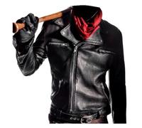 The Walking Dead Negan Veste de moto en cuir véritable Noir, Noir - Cuir véritable., XS