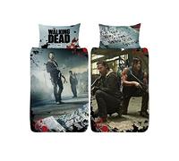 The Walking Dead New World Housse de couette simple - Motif Rick Grimes Daryl Dixon - Housse de couette réversible double face avec taie d'oreiller assortie