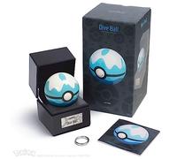 The Wand Company Original Poké Ball Authentic Replica - Realistic, Electronic, Die-Cast Poké Ball with Display Case Light Features - Officially Licensed by Pokémon (Dive Ball)