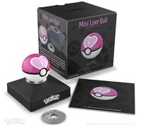 The Wand Company Pokémon Trainer Mini Poké Ball Range of Authentic Replicas - Realistic, Electronic, Die-Cast Poké Ball with Display Stand Light Features (Mini Love Ball)