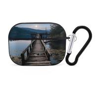 The Water Coque rigide en polycarbonate anti-rayures avec porte-clés pour AirPod Pro 2e/1ère coque pour homme et femme, style noir