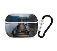 The Water Coque rigide en polycarbonate anti-rayures avec porte-clés pour AirPod Pro 2e/1ère coque pour homme et femme, style blanc